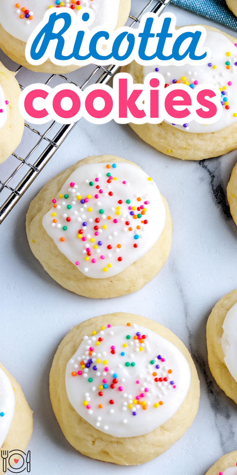 This Italian Ricotta Cookies Recipe is a soft buttery Italian cookie with a hint of lemon and almond and is covered in icing and sprinkles. via @foodfolksandfun