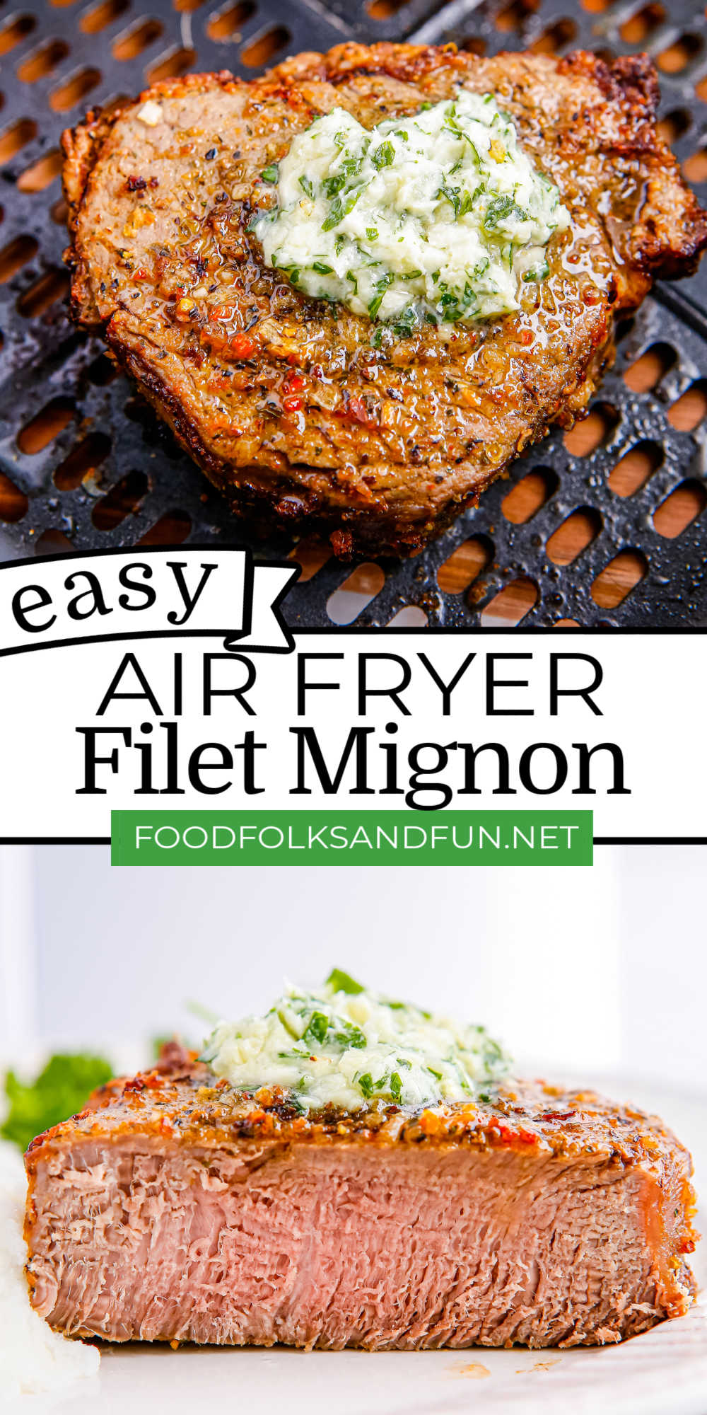 This Air Fryer Filet Mignon recipe is delicious, elegant, and excellent company fare. The best part is that it takes a minimum of time and effort to prepare. via @foodfolksandfun