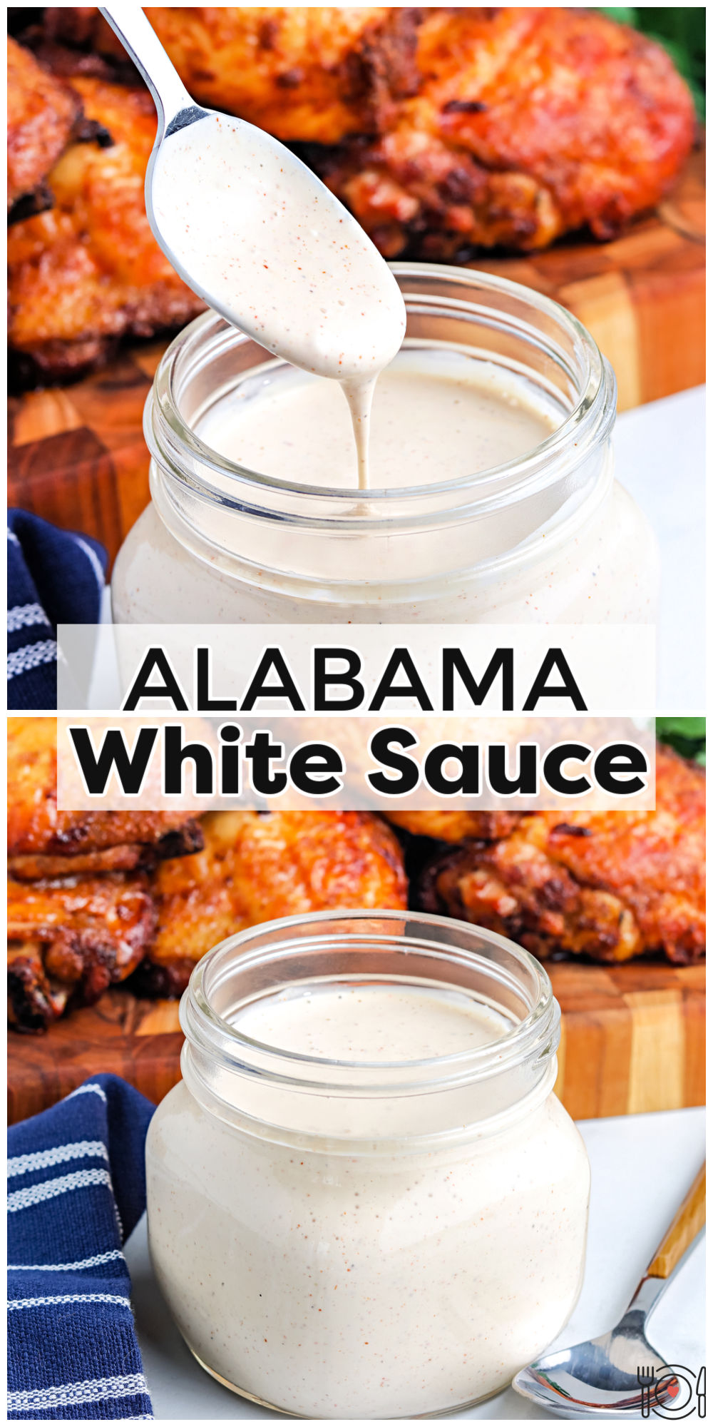Alabama White Sauce is a tangy sauce that’s perfect on chicken. It’s made with a handful of ingredients that you probably have in in your kitchen right now! via @foodfolksandfun