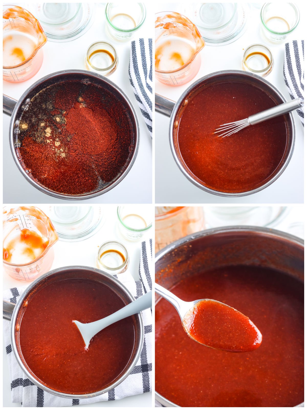 A picture collage showing how to make Texas BBQ Sauce.