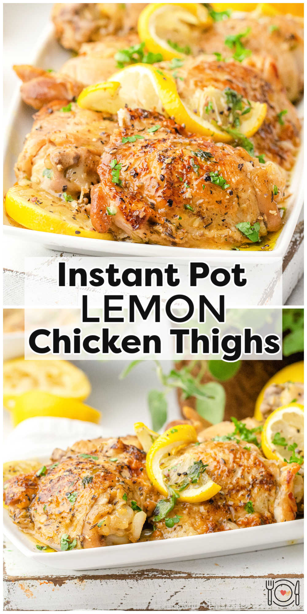 This Instant Pot Lemon Chicken Thighs recipe is a great economical chicken thighs recipe ideal for weeknights. via @foodfolksandfun