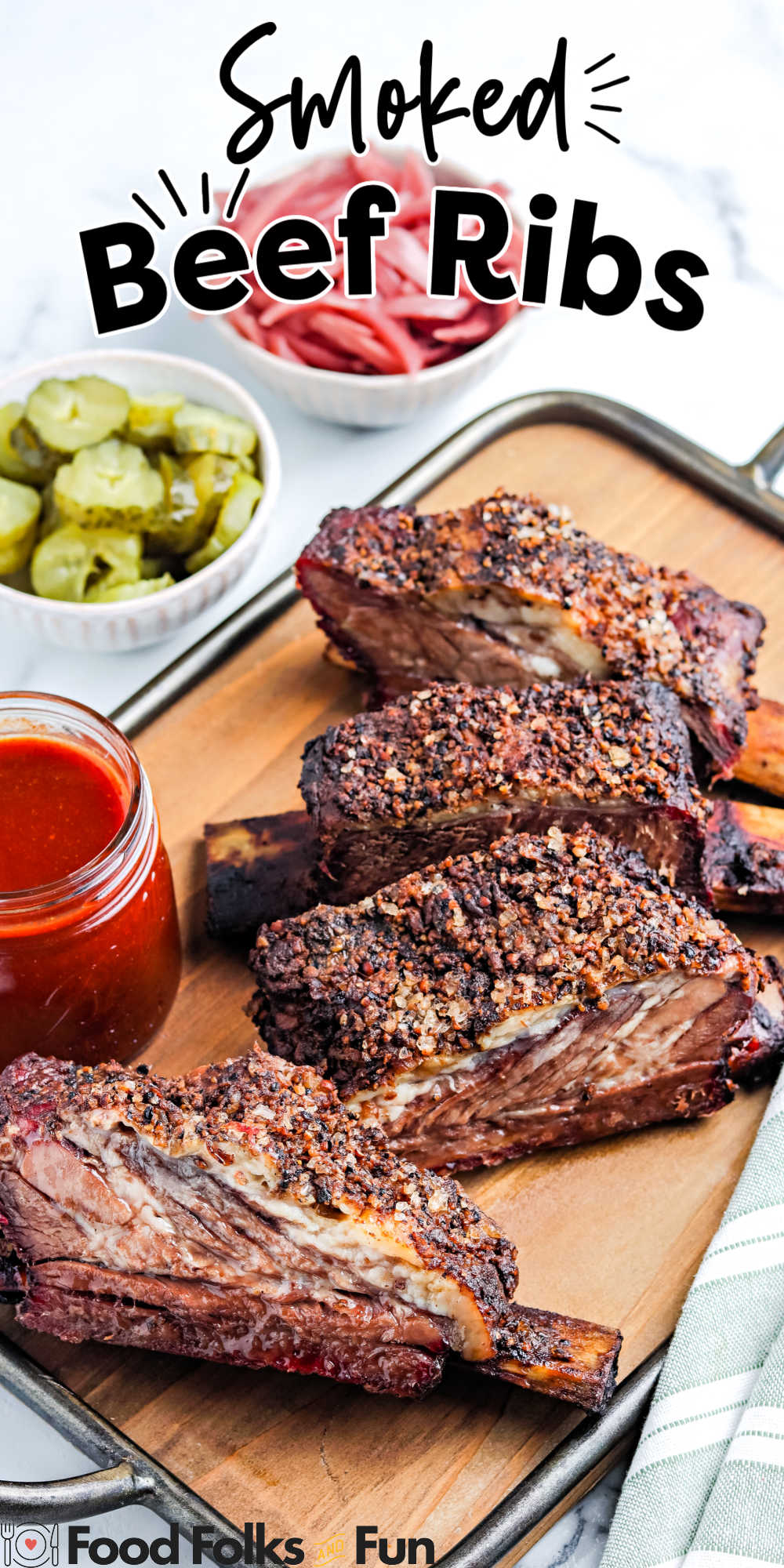 Smoked Beef Ribs have a simple rub and are smoked low and slow for hours. They’re a carnivore’s delight and packed with so much flavor! via @foodfolksandfun