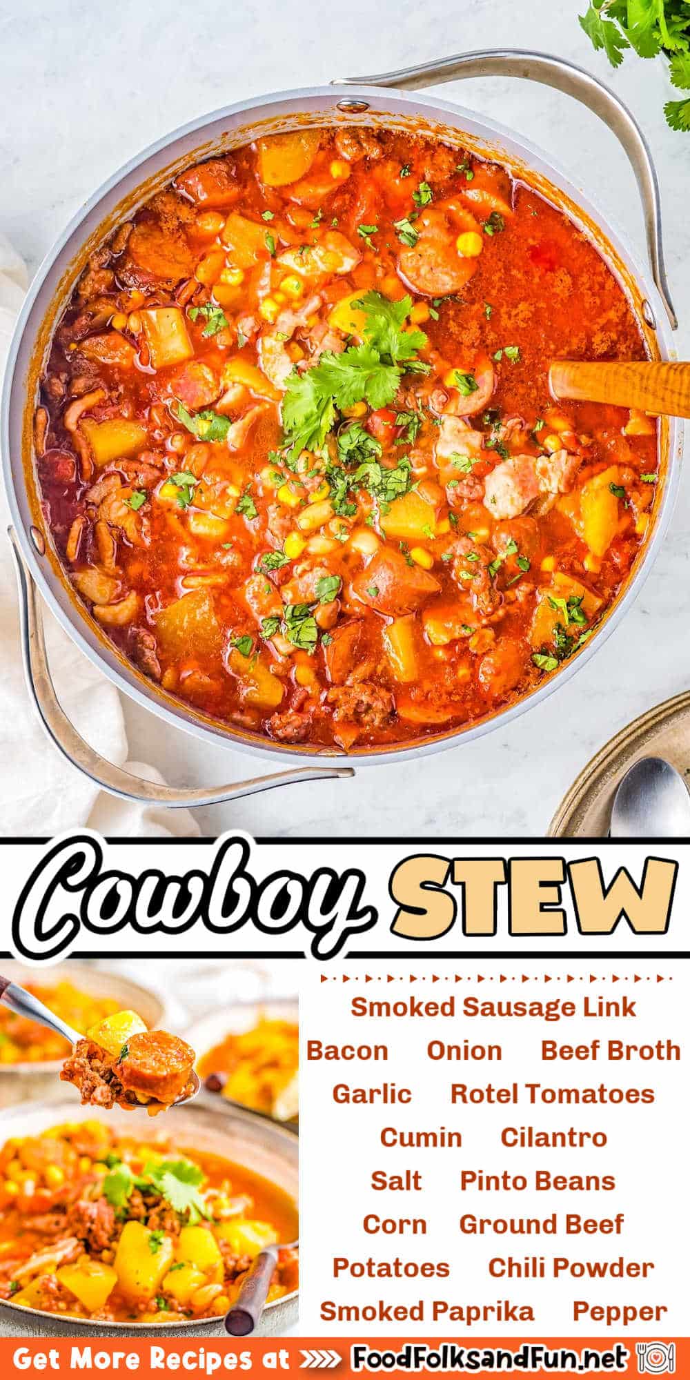 You’re going to want seconds after you try this Cowboy Stew! Three kinds of meat, potatoes, beans, and corn, simmer together with spices to make this thick stew. via @foodfolksandfun