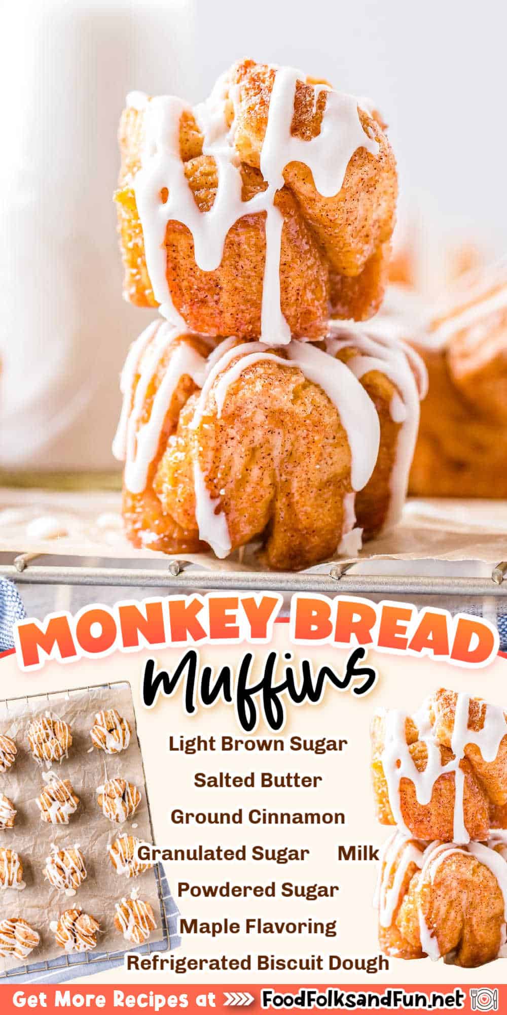 Up your muffin game with this delicious Monkey Bread Muffin Recipe. It’s a fun twist on the classic breakfast treat that makes it easier to eat and more portable! via @foodfolksandfun