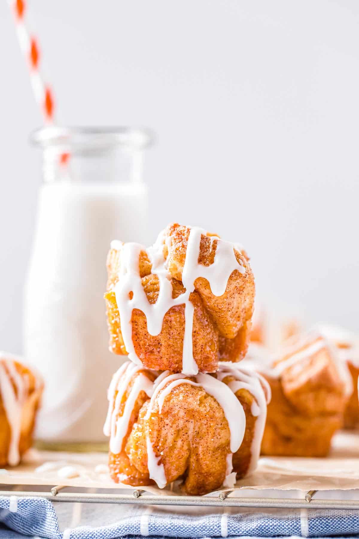 Two Monkey Bread Muffins stacked on top of each other. 