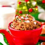 The finished Edible Gingerbread Cookie Dough in a red bowl.