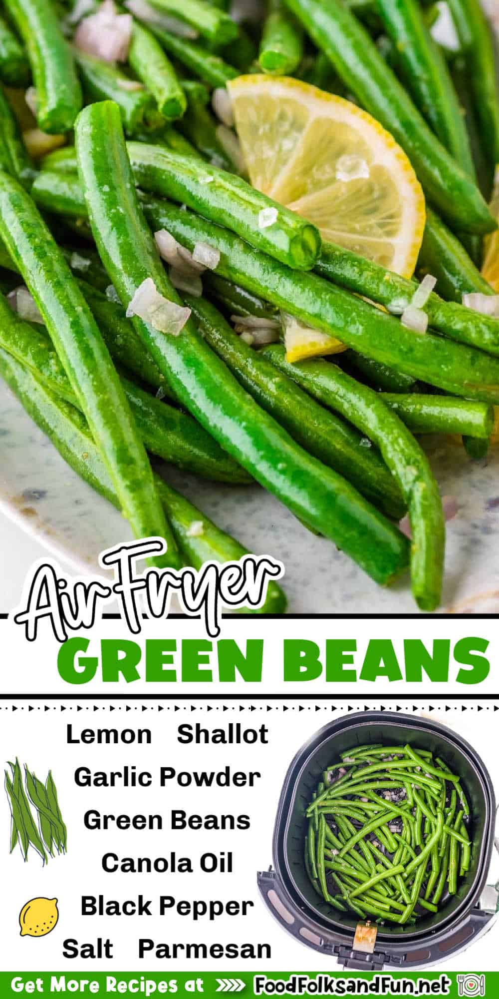 This is a delicious and healthy Air Fryer Green Beans recipe. It's easy to make and perfect for a quick side dish.  via @foodfolksandfun