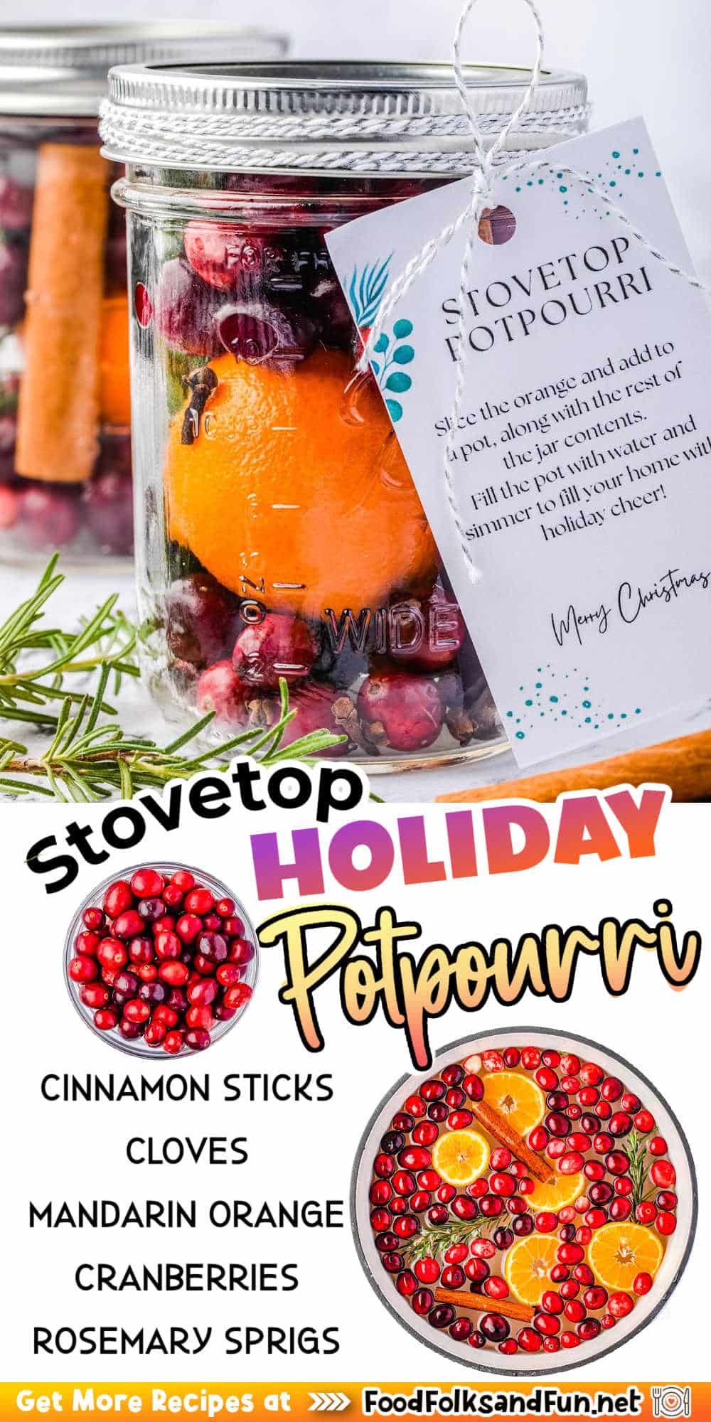This Holiday Potpourri is the quickest way to make your house smell like Christmas! It’s perfect for neighbor’s gifts, complete with printable gift tags! via @foodfolksandfun