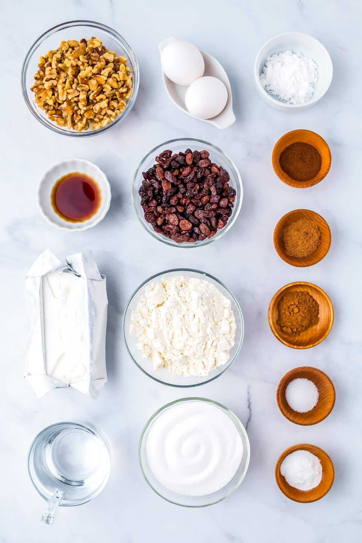 An overhead picture of all of the ingredients needed for this recipe.