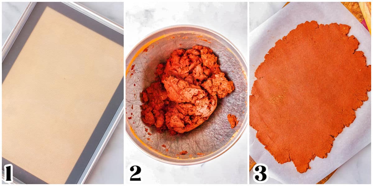 The cinnamon dough was mixed together and then rolled out.