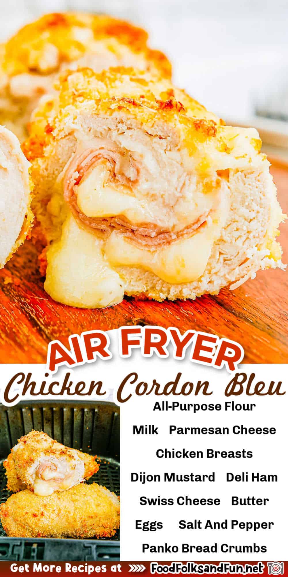 Air Fryer Chicken Cordon Bleu is a simplified version of the classic dish ideal for busy weeknights and excellent company fare. via @foodfolksandfun