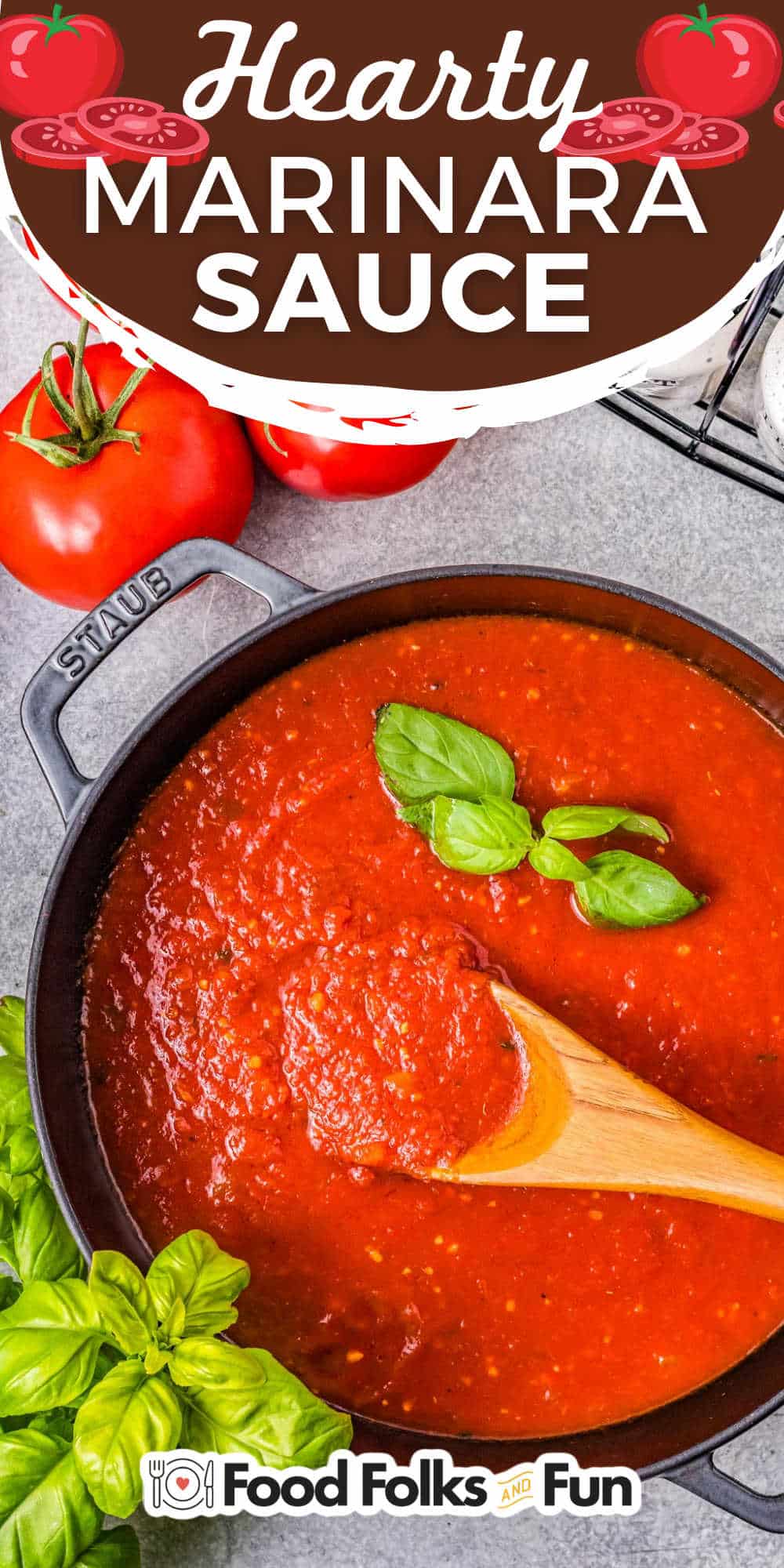 This Hearty Marinara Sauce is made with simple ingredients: crushed tomatoes, onion, garlic, and spices. With this easy recipe, you get all the luscious flavor of traditional marinara sauce in a fraction of the time! via @foodfolksandfun