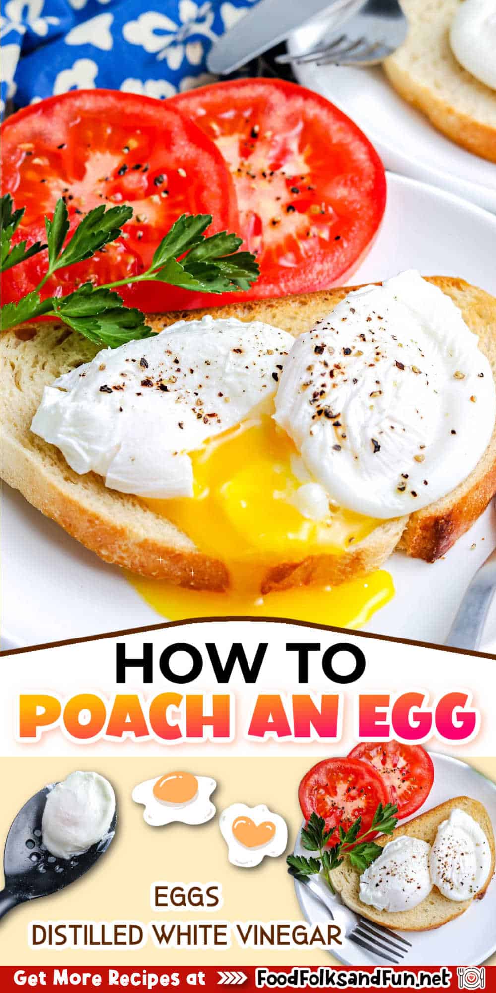 Making poached eggs is simple. All you need is eggs, vinegar, and water. This tutorial for How To Make Poached Eggs is a foolproof method that yields perfect results every time. via @foodfolksandfun
