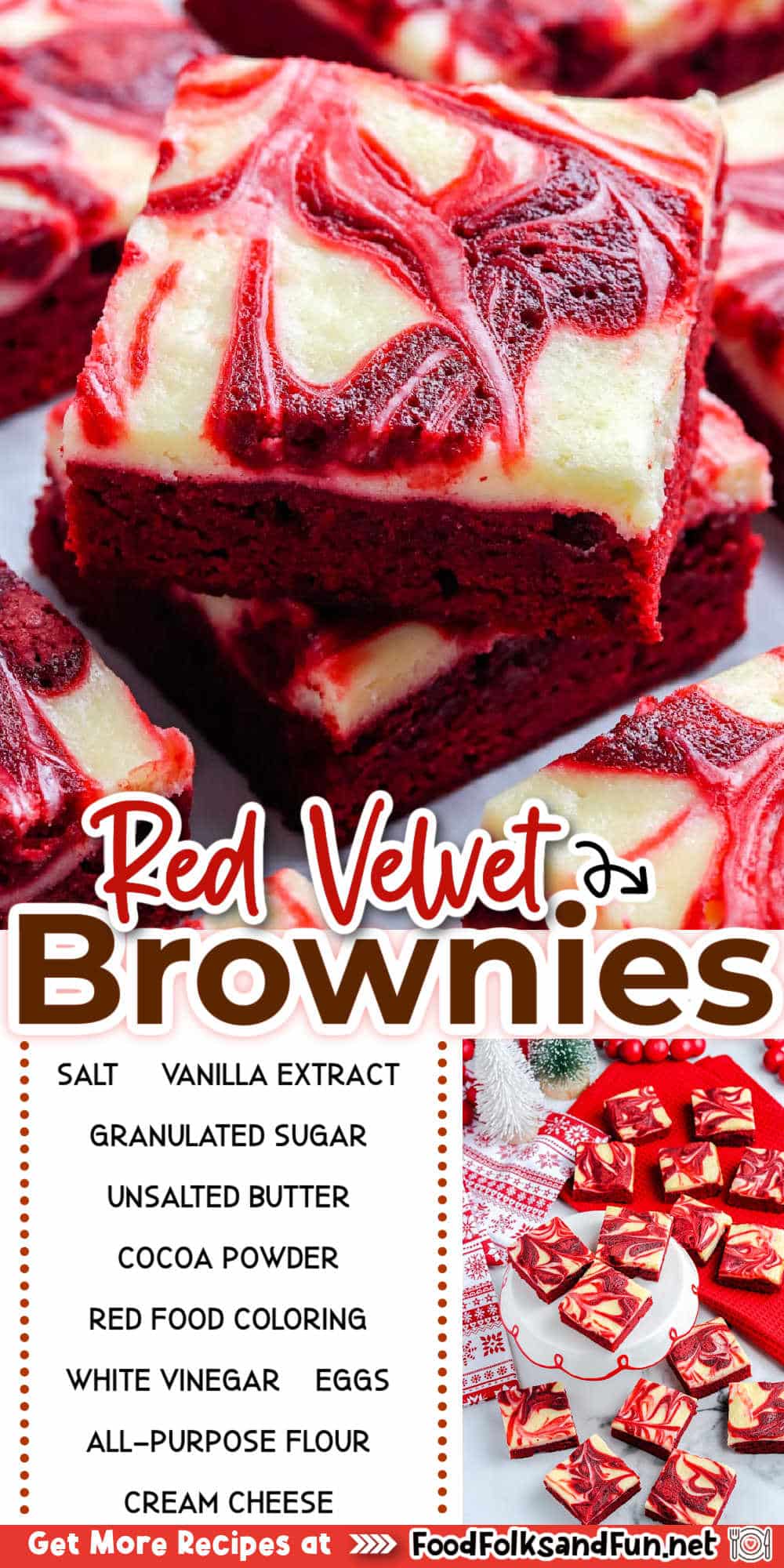 These Red Velvet Brownies are fudgy, moist, and completely homemade and satisfy any sweet tooth. via @foodfolksandfun