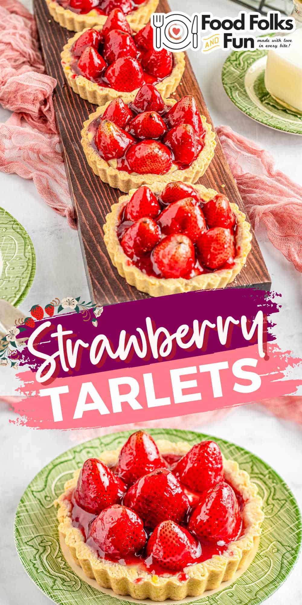 This recipe for Strawberry Tartlets is an elegant way to finish any meal. They have a crisp crust and a dreamy homemade custard filling. via @foodfolksandfun