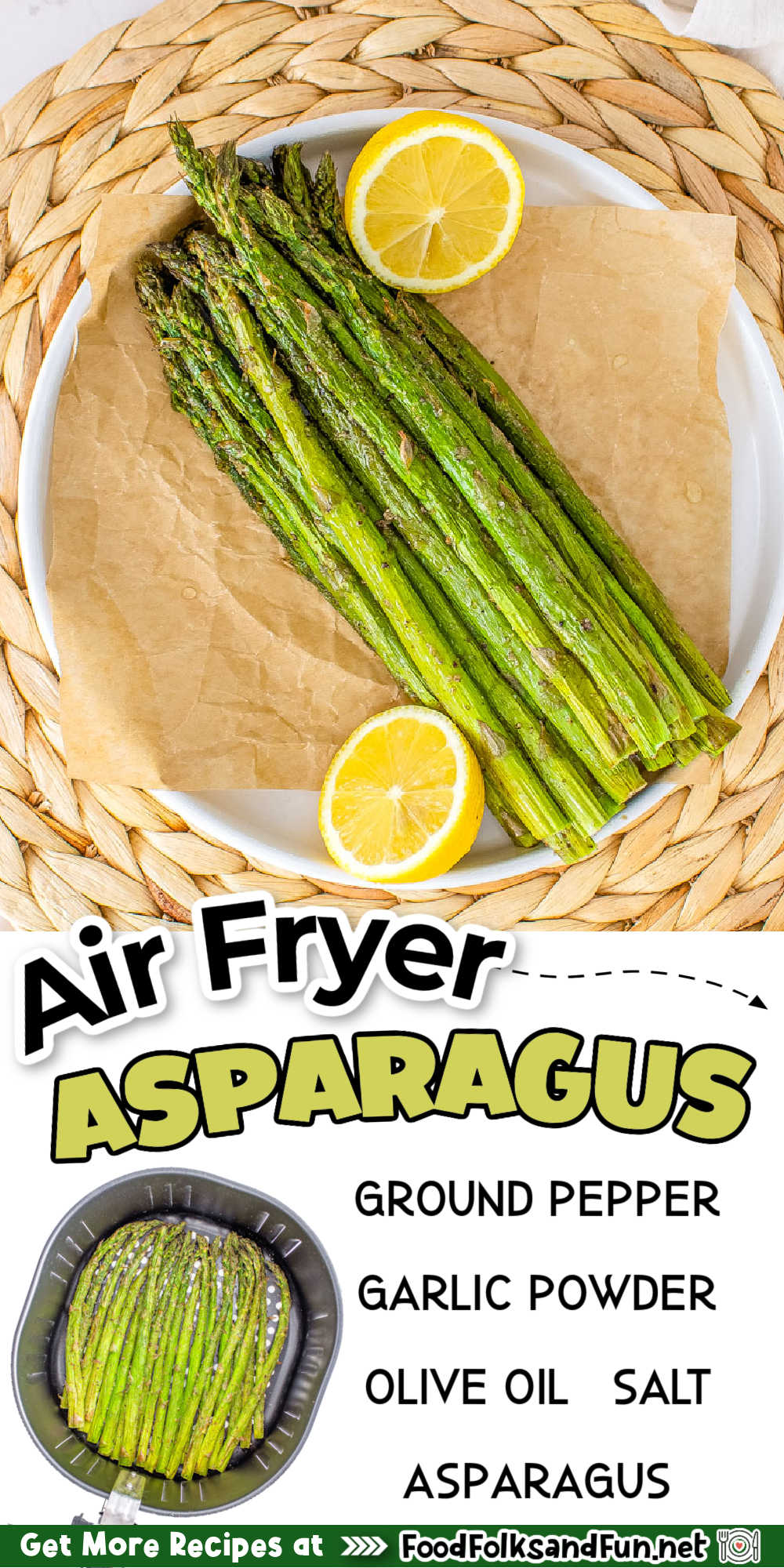 Air Fryer Asparagus takes less than 20 minutes and just a handful of ingredients. This recipe just isn't easy; it's foolproof! via @foodfolksandfun