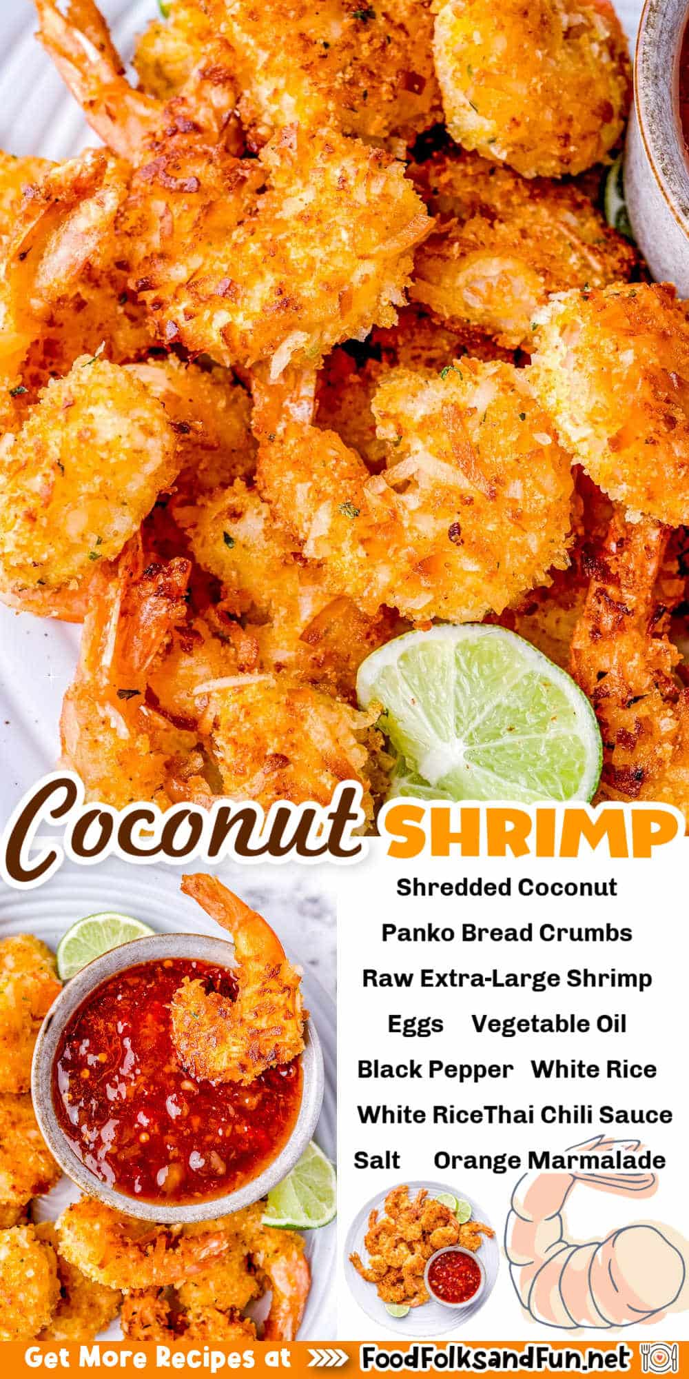 This Coconut Shrimp recipe is guaranteed to get rave reviews and recipe requests! They're crispy, sweet, and cooked to golden perfection. via @foodfolksandfun