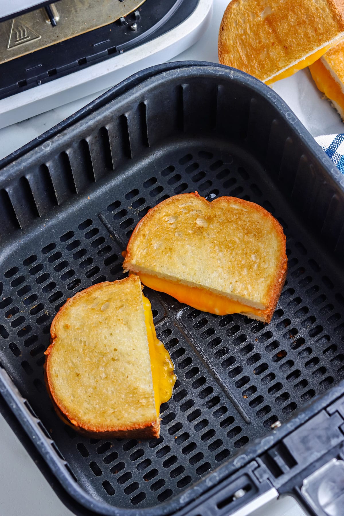 The finished Grilled Cheese in an Air Fryer.