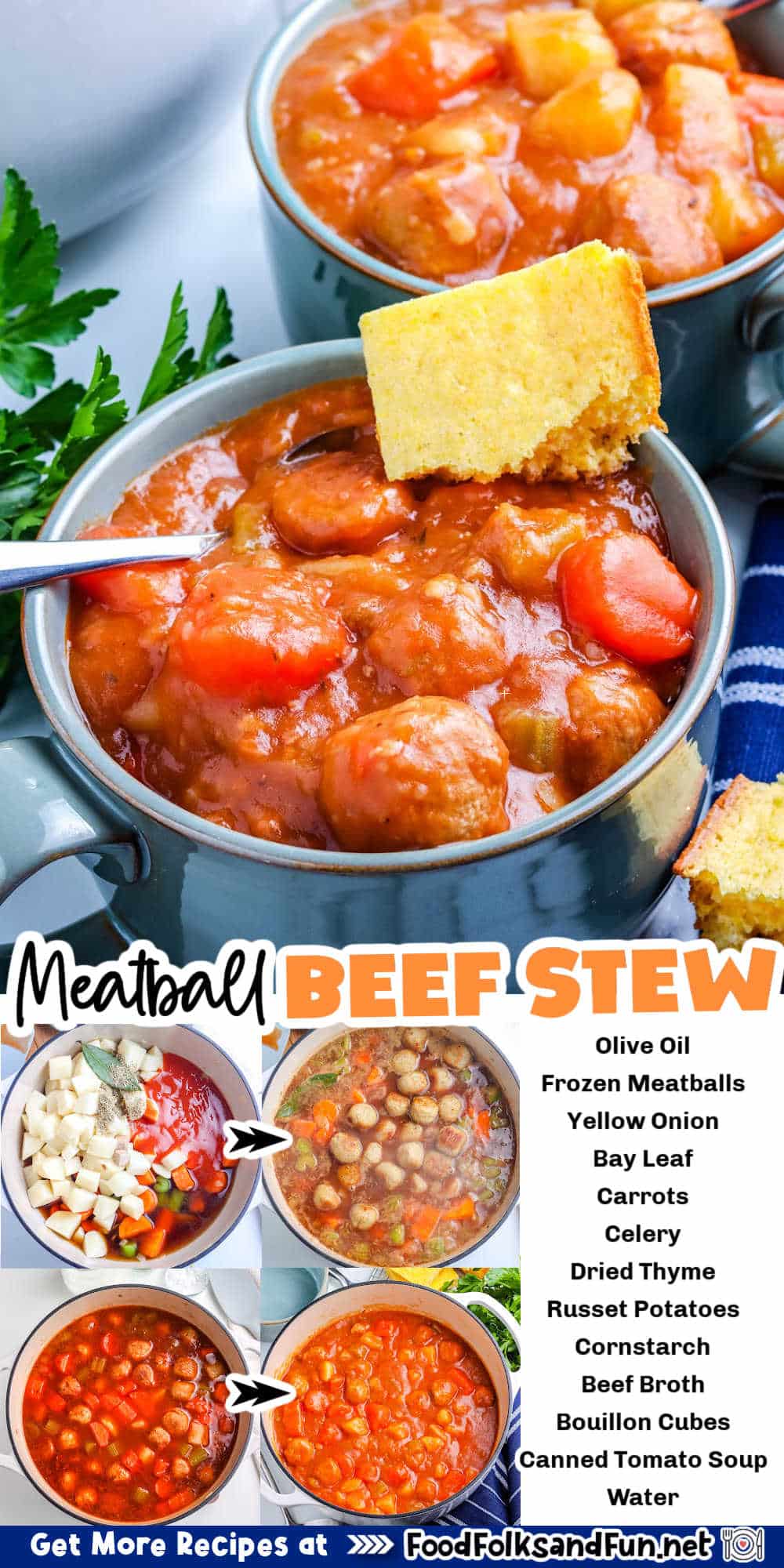 Meatball Stew is a quicker and easier version of the classic. It's thick, saucy, hearty, and perfect for cold, cozy nights. via @foodfolksandfun