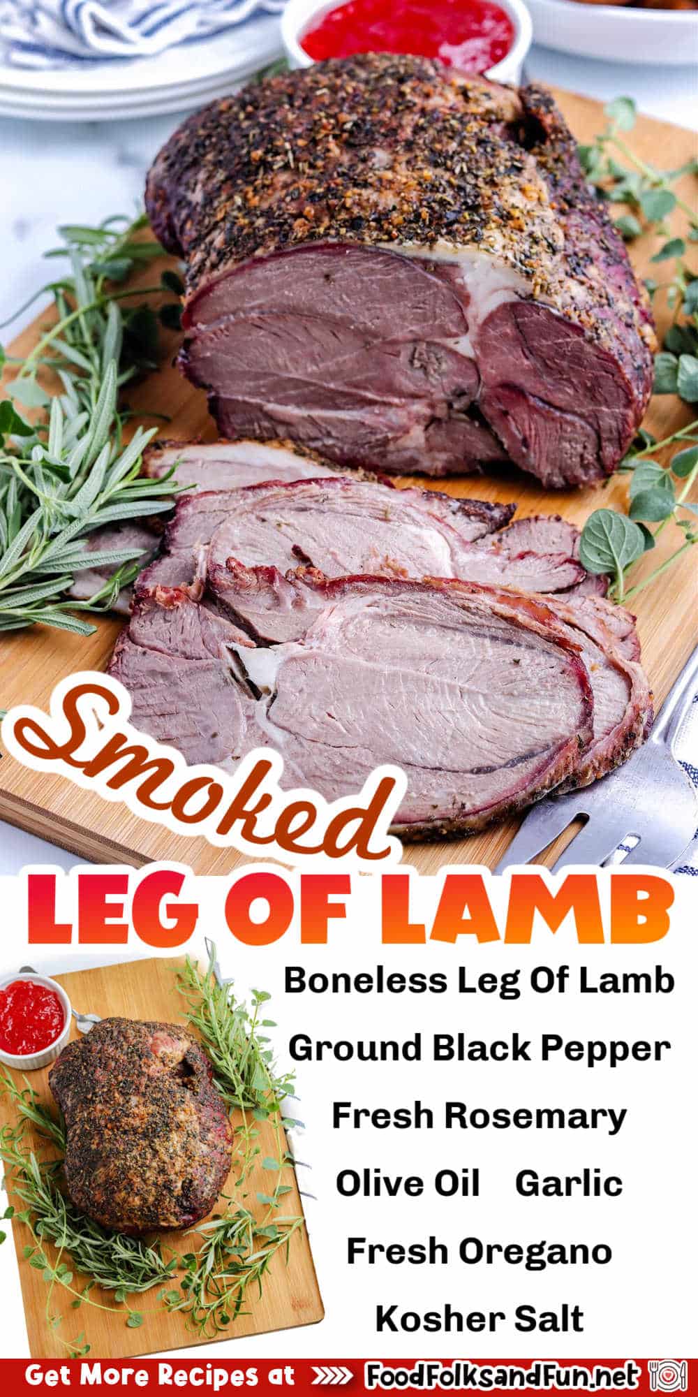 Tender and full of smoky, complex flavors, this Smoked Leg of Lamb is decadent and easy to make! via @foodfolksandfun