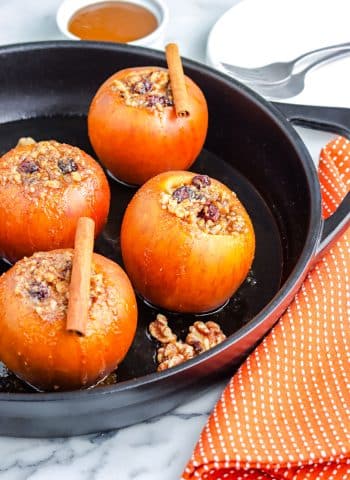 Smoked Apples in a skillet.