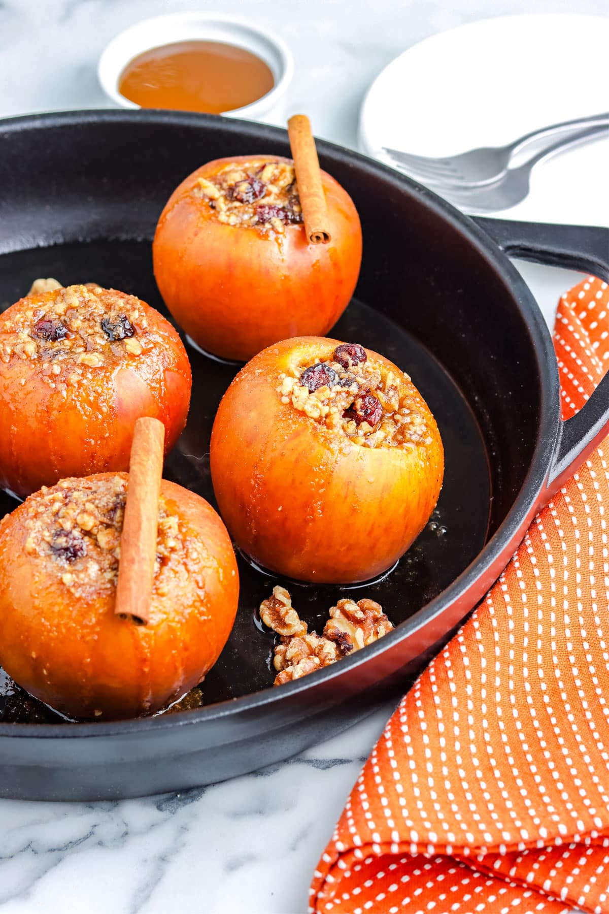 Smoked Apples in a skillet. 