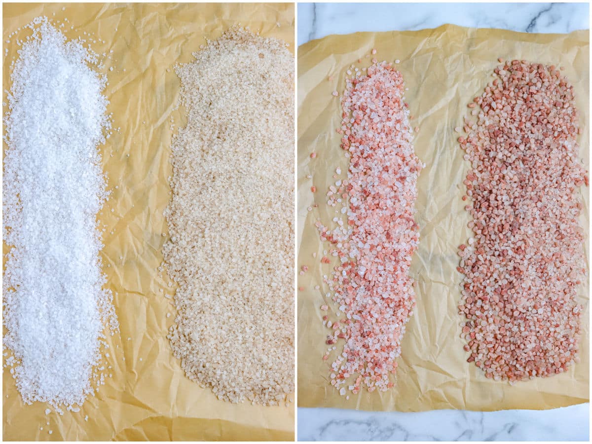 Pictures comparing salt before and after it's smoked.