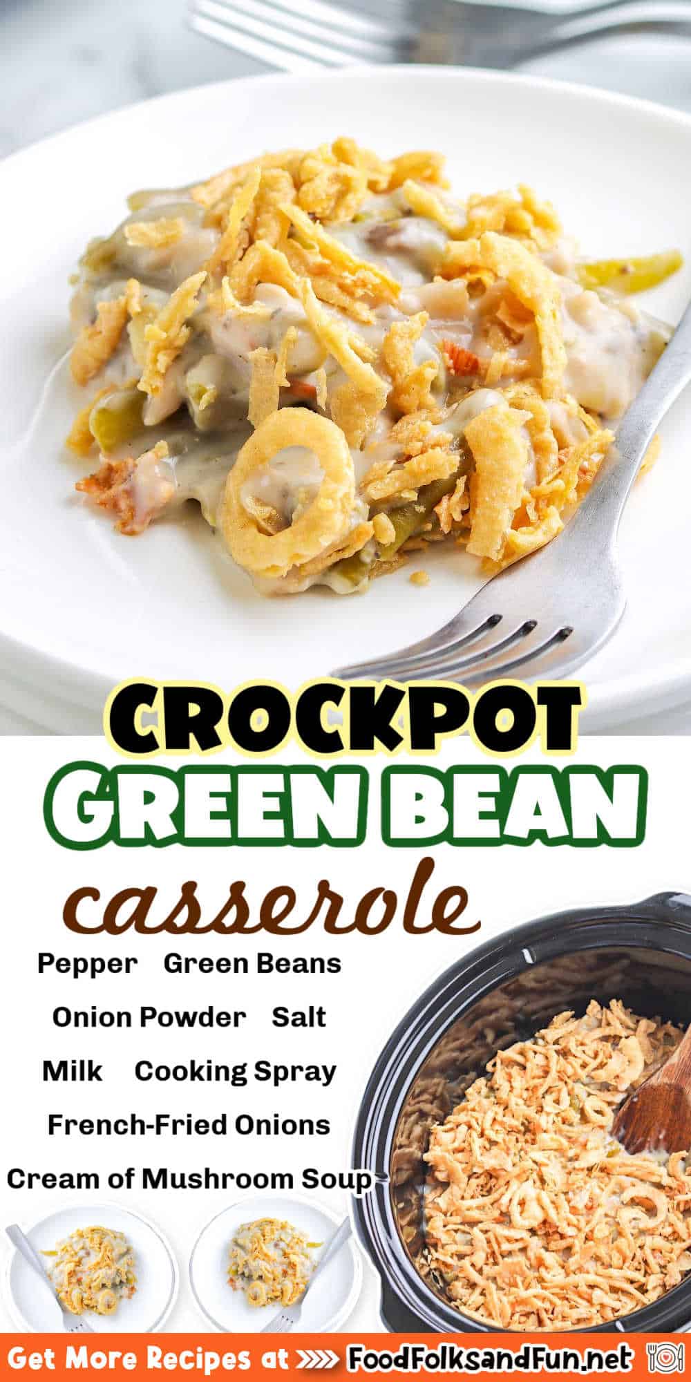 You'll love how easy this creamy crockpot green bean casserole is to make! This classic comfort food is perfect for any occasion and made even better in the slow cooker. via @foodfolksandfun