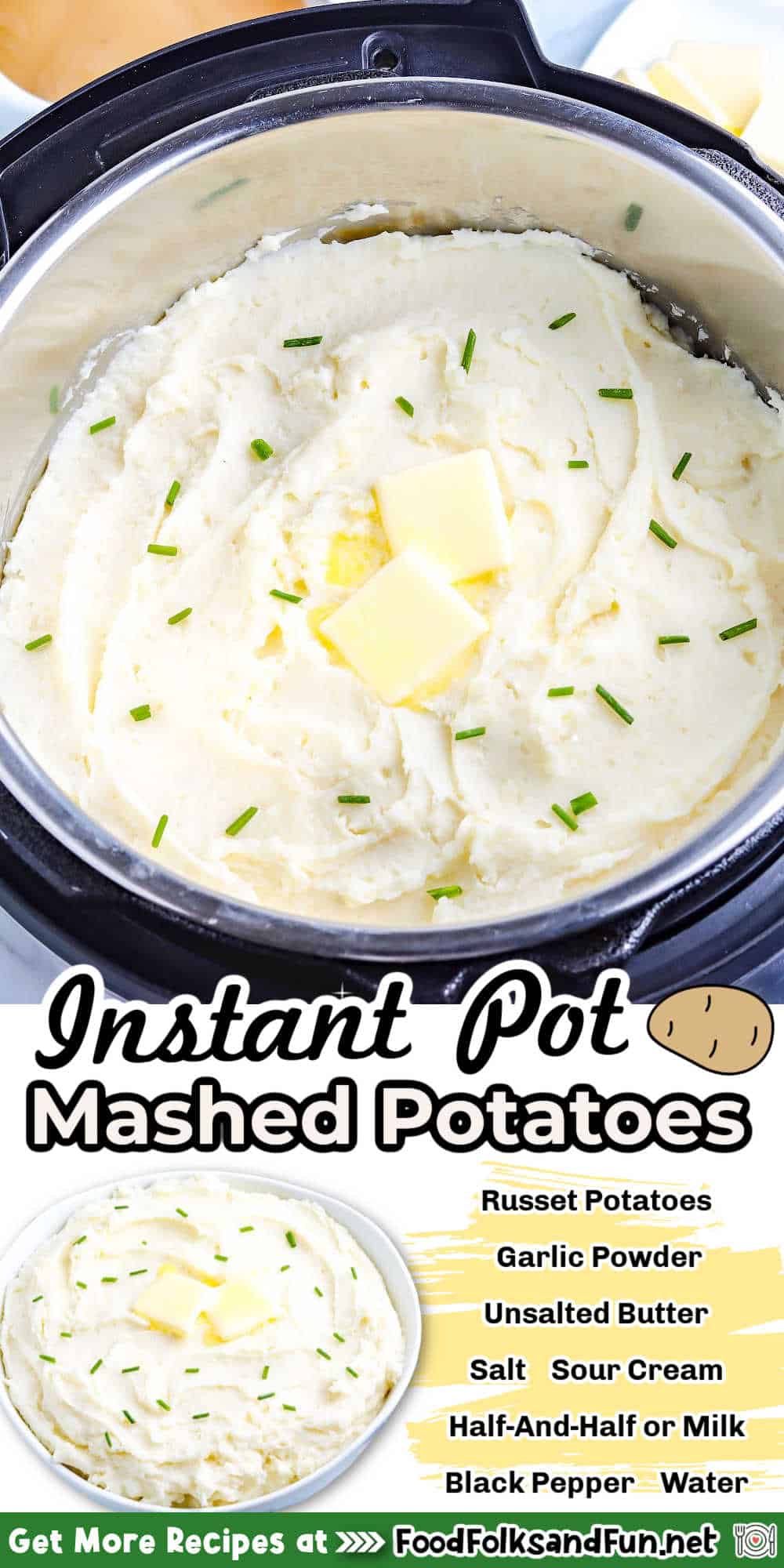 Instant Pot Mashed Potatoes are fluffy, creamy, and perfect every time! They're so easy to make in the Instant Pot you'll never want to make them another way.  via @foodfolksandfun