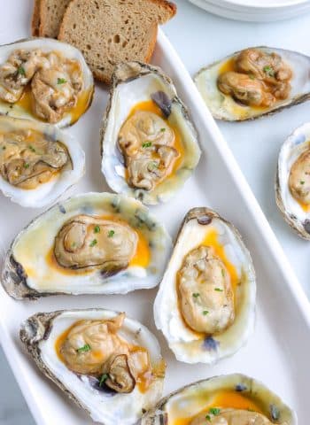 Smoked Oyster on a platter.