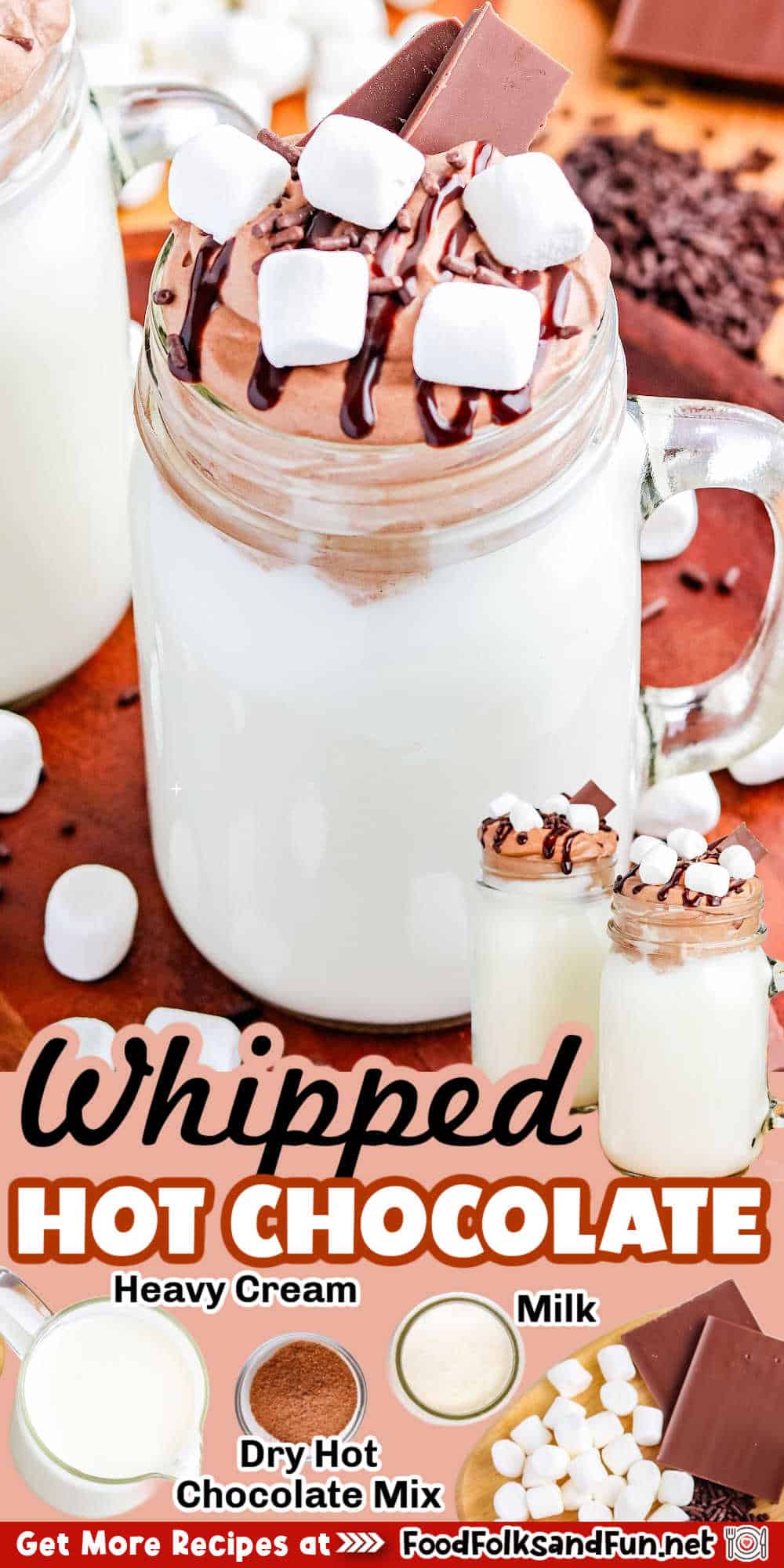Hot chocolate and whipped cream are a classic combination for a reason. This 5-minute whipped hot chocolate recipe takes it to the next level, creating a creamy, decadent, irresistible treat. via @foodfolksandfun