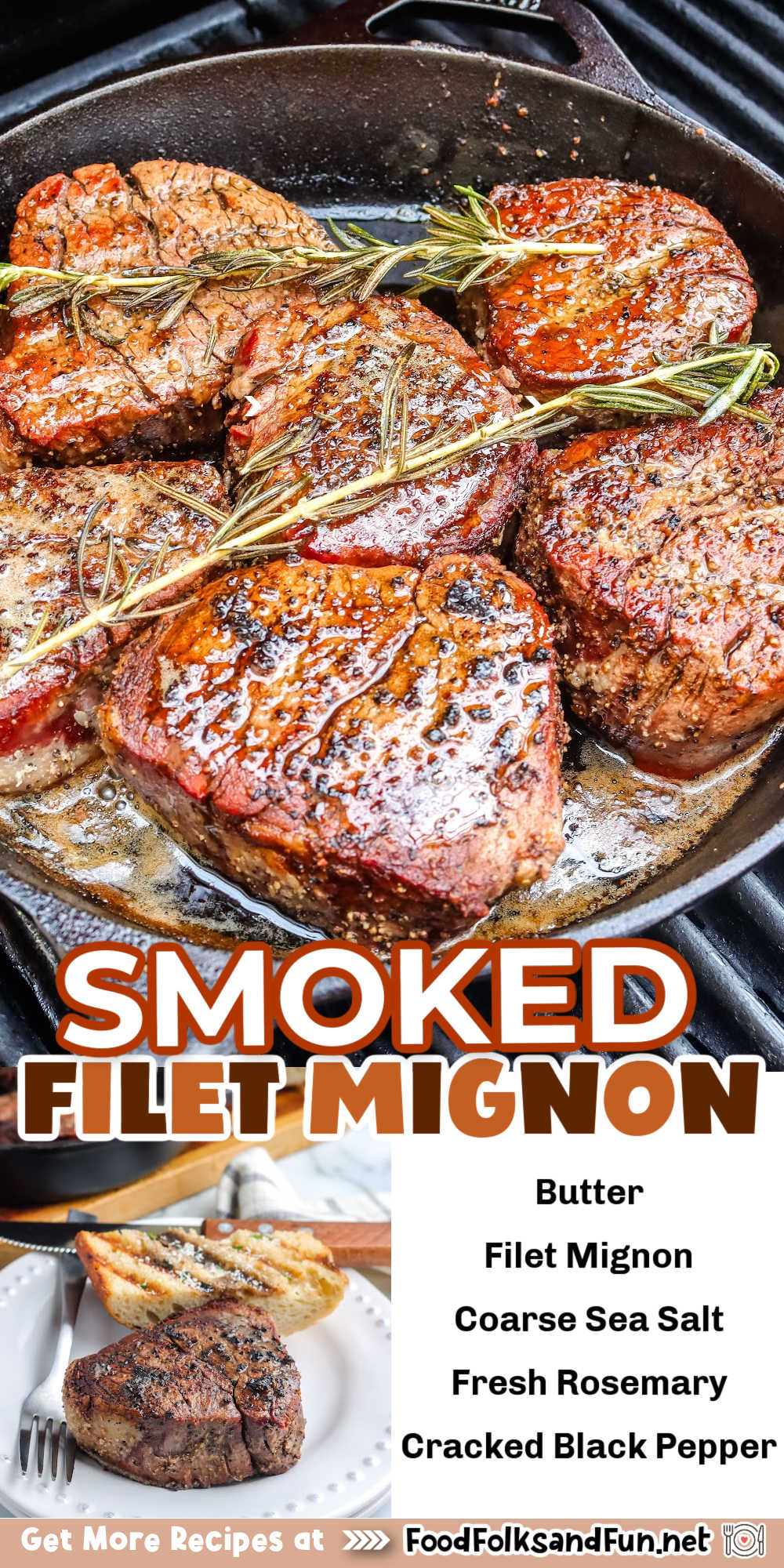 Smoke, sear, savor! This reverse sear method for Smoked Filet Mignon is a flavor masterpiece. Tender, juicy, and kissed with smoke - it's steak nirvana. via @foodfolksandfun