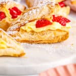 Strawberry Croissants on a marble platter.