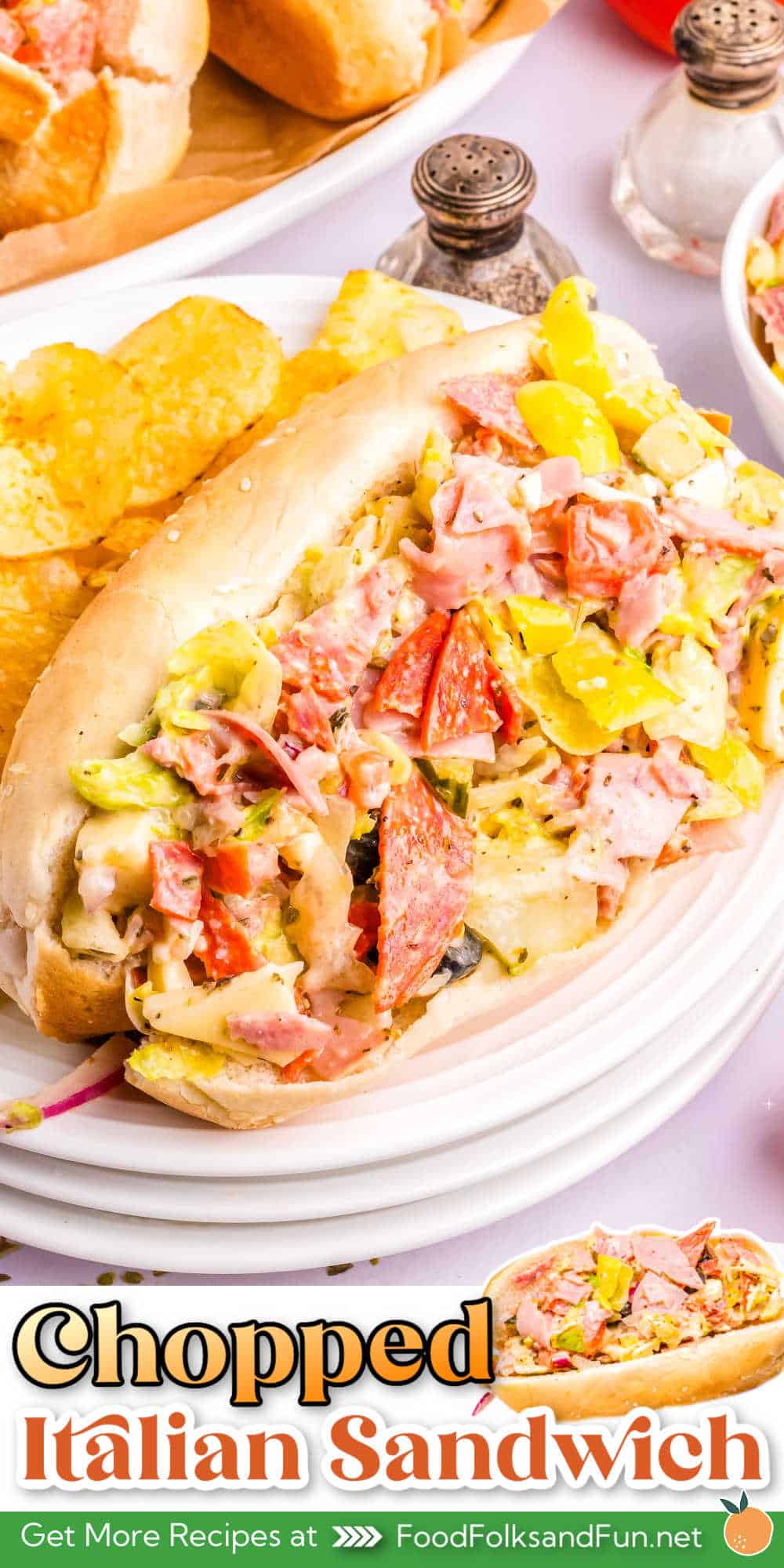 This Chopped Italian Sandwich transforms classic deli favorites into a flavor explosion. Imagine freshly chopped meats, veggies, cheese, and dressing all piled high on a soft sub roll. It's the perfect lunch or dinner that's easy to make and endlessly customizable. via @foodfolksandfun