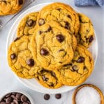 Cookies are arranged on a white platter.