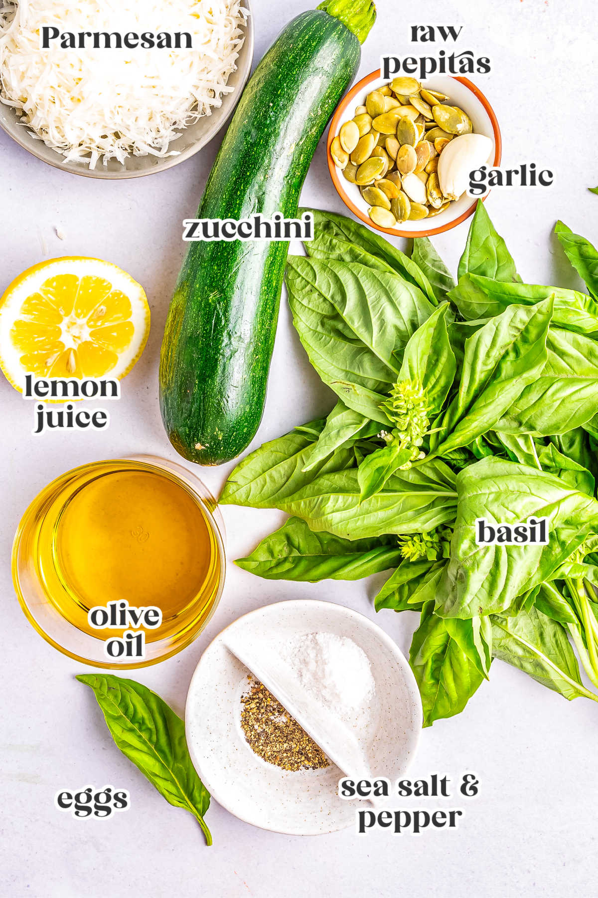 The ingredients for this recipe and labeled with text overlay.