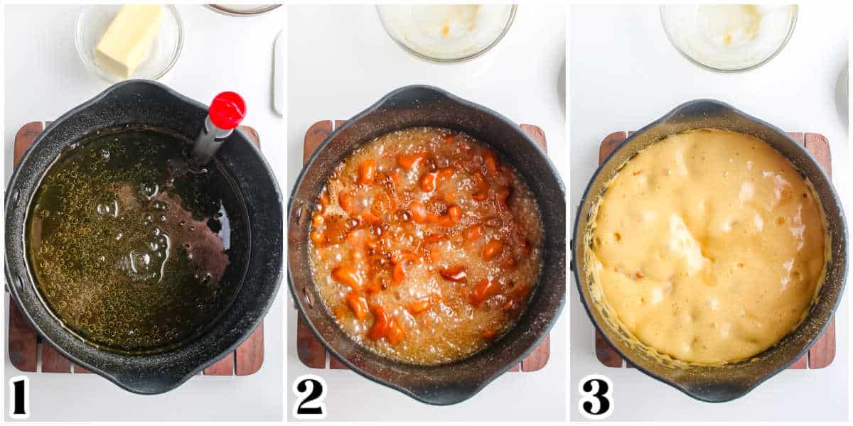 The brittle cooked in a saucepan.