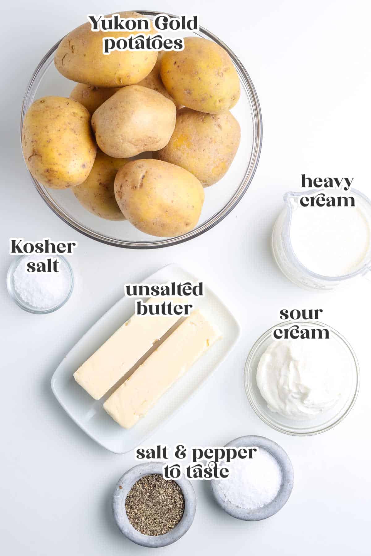 The ingredients for the recipe with text overlay for Pinterest.