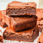 Three brownies stacked on each other.