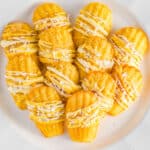 Lemon Madeleines on a white platter.