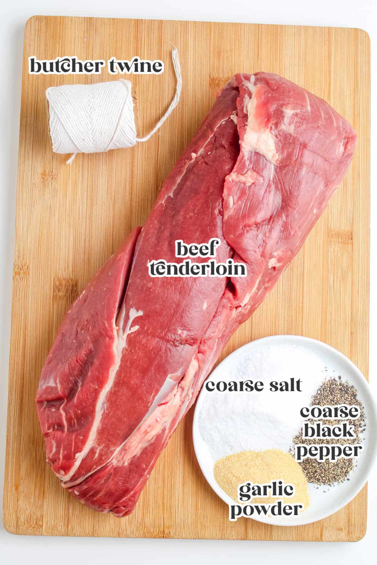 The recipe ingredients with text overlay labeling each.