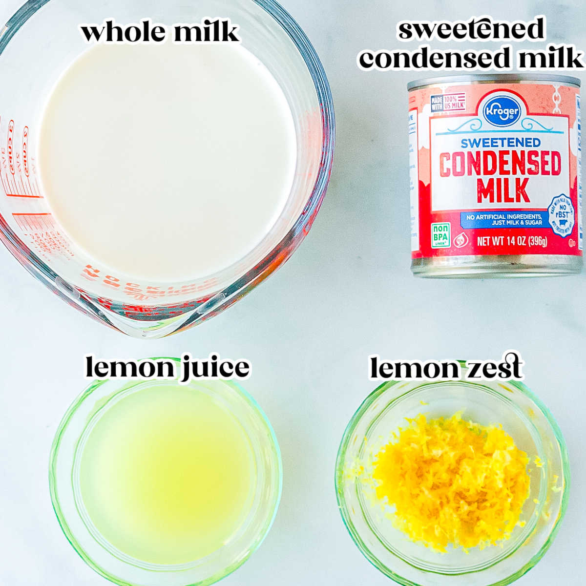 The recipe ingredients with text overlay labeling each.