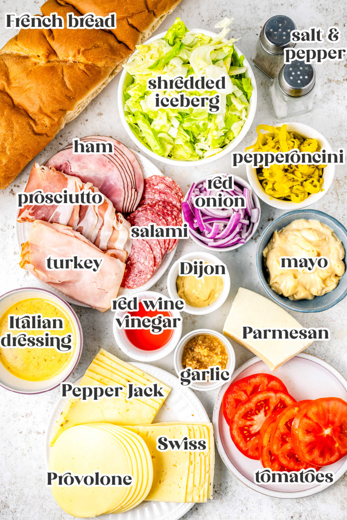 The recipe ingredients with text overlay labeling each.
