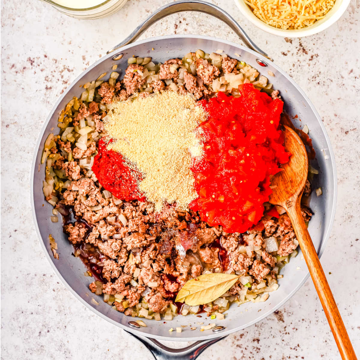 The meat layer made in a pan.