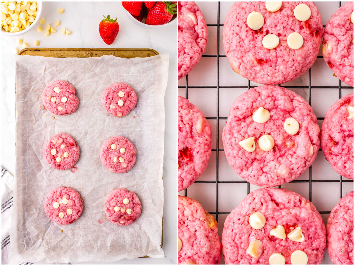 The cookies baked on a cookie sheet and then placed on a wire rack to cool.