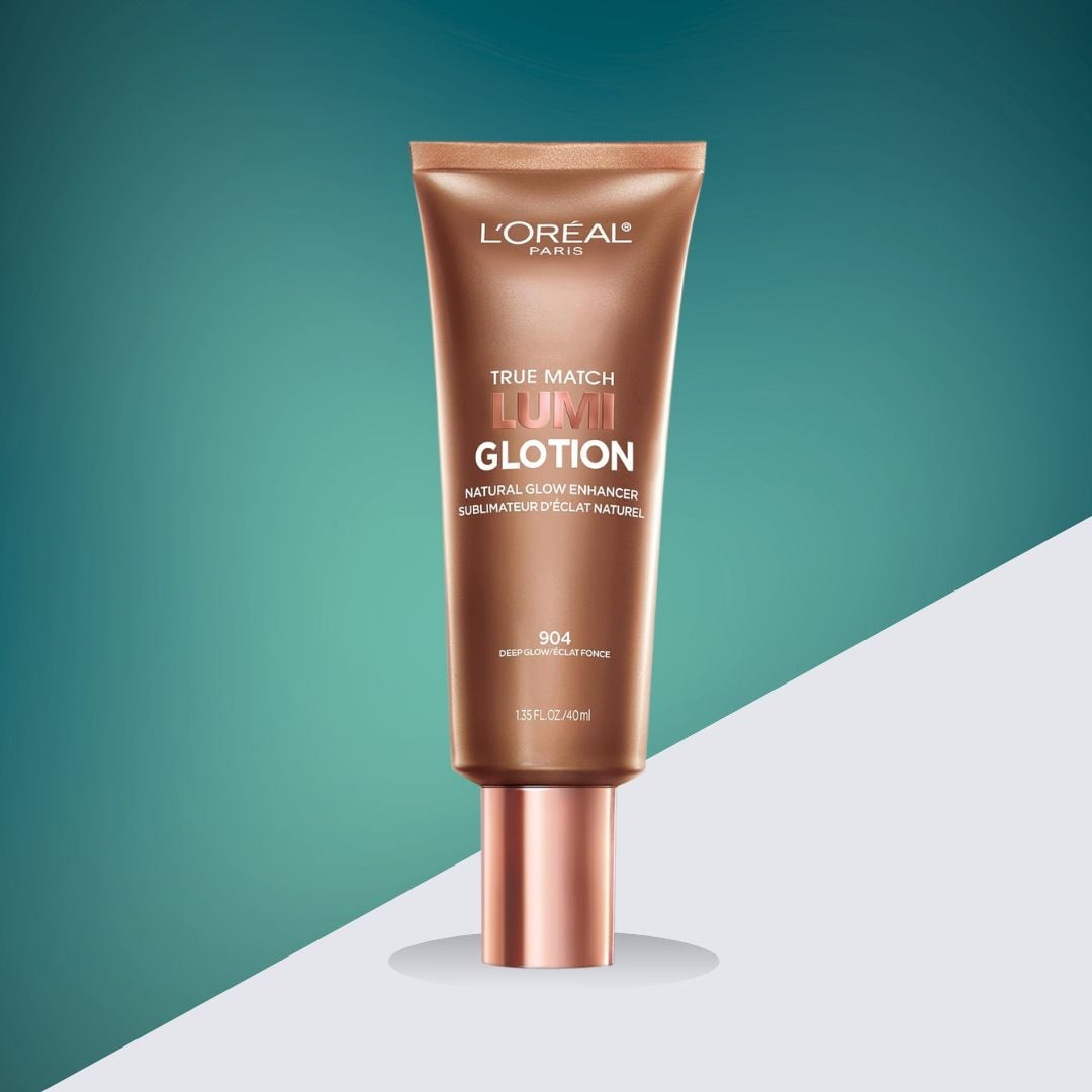 A tube of L'Oreal True Match Lumi Glotion in a deep glow shade.